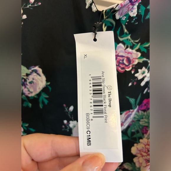NWT The Drop Midi Slip Dress in Black Floral size XL - Picture 4 of 7